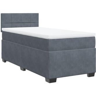 vidaXL Box Spring Bed with Mattress Dark Grey 90x190 cm Velvet Vidaxl