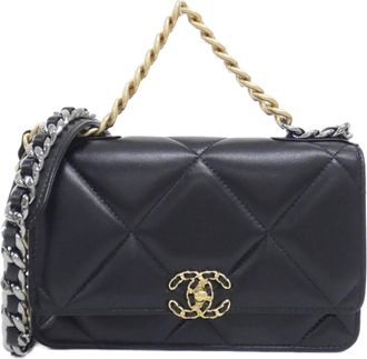 Chanel Black Leather Chain/Shoulder Wallet (Pre-Owned)
