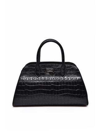 Ermanno Scervino Black Polyurethane Vienna Bauletto Bag