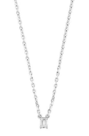 Effy Sterling Silver Emerald Cut Diamond Pendant Necklace in White at Nordstrom Rack, Size 18