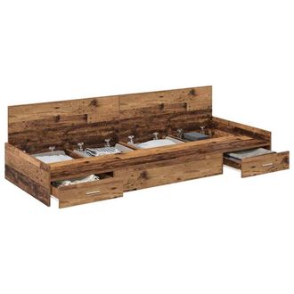Berkfield Home Modern Storage Bed Frame Old Wood 90 x 200 cm Engineered wood in Brown