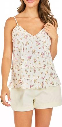 Sadie & Sage Bouquet Ruffle Cami Top In White/multi