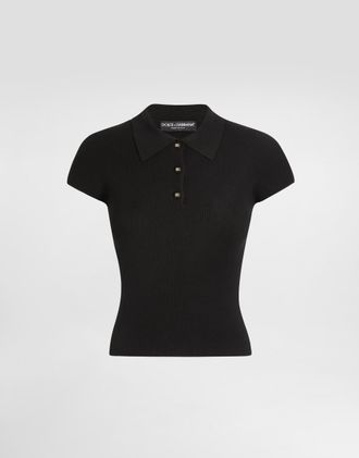 Dolce & Gabbana Ribbed Viscose Polo-shirt - Woman T-shirts And Sweatshirts Black 40