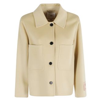 SOLOTRE Jassen, Dames, Beige, M, Zwarte korte jas met klassieke kraag