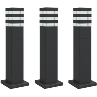 vidaXL L&aacute;mparas Suelo Exterior Con Enchufe 3 Uds Aluminio Negro 50 Cm Vidaxl
