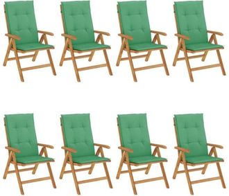 vidaXL Sillas De Jard&iacute;n Reclinables Y Cojines 8 Uds Madera Maciza Teca Vidaxl