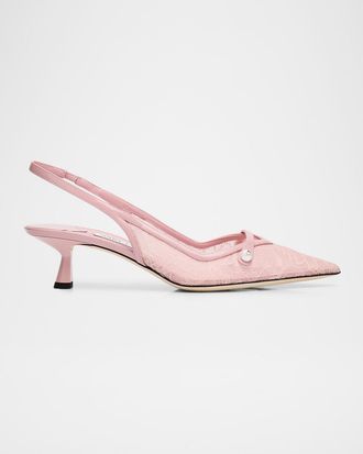 Jimmy Choo London Amita 45 Lace Slingback Pumps