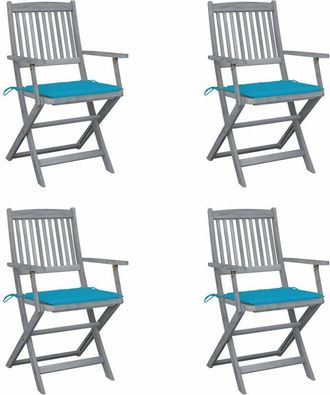 vidaXL Sillas De Jard&iacute;n Plegables 4 Uds Cojines Madera Maciza Acacia Vidaxl