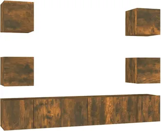 vidaXL Set De Muebles De Tv 7 Pzas Madera Contrachapada Roble Ahumado Vidaxl