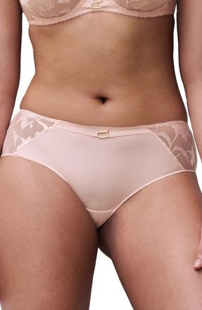 Chantelle Idyll Embroidered Tulle & Microfiber Hipster Briefs in Taffeta Pink at Nordstrom, Size X-Small