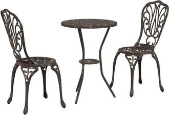 vidaXL Garden Bistro Set 3 pcs Bronze Aluminium Vidaxl