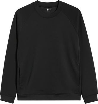 Zella Flex Double Knit Crewneck Sweatshirt in Black at Nordstrom, Size Xx-Large