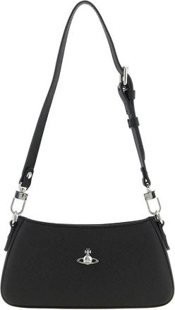 Vivienne Westwood Black Top Zip Adjustable Leather Bag