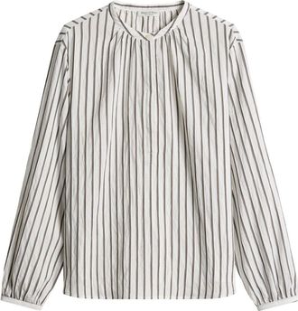 Marc O'Polo Camicetta Tessuta- Manica Lunga- Righe Tinto Filo - - Blouses & Shirts - Donna - Bianco - M