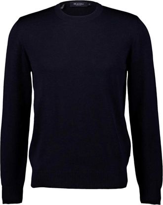 Maerz Rondgebreide trui - Heren - Ronde hals truien - Blauw - L - Wol - Truien & Vesten