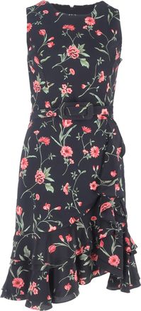 Michael Kors Collection Floral-Print Belted Mini Dress in Multicolor Viscose