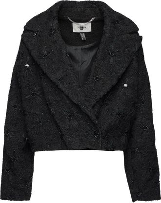 Nissa Boucl&eacute; jack verfraaid met kralen - Zwart