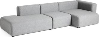 HAY Mags Sofa 3-Sitzer, Kombination 4 / Armlehne rechts, grau (Hallingdal 130) (EU)
