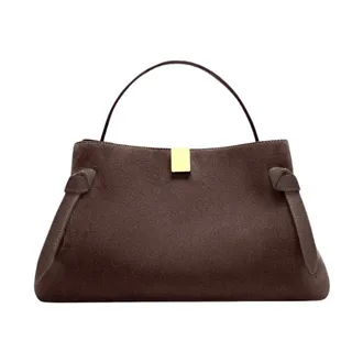 Yuzefi Handbags, female, Brown, Size: ONE SIZE Gyoza Suede Handbag