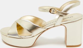 Stuart Weitzman Gold Leather Carmen Platform Sandals