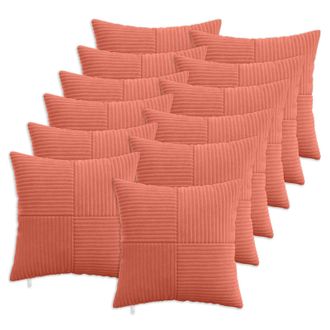 vidaXL Funda De Almohada 12 Pcs Almelo Rojo Naranja 40 X 40 Cm Pana Vidaxl
