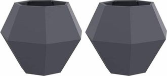 vidaXL Jardinera 2 Pcs Antracita 75 X 75 X 60 Cm Acero Vidaxl