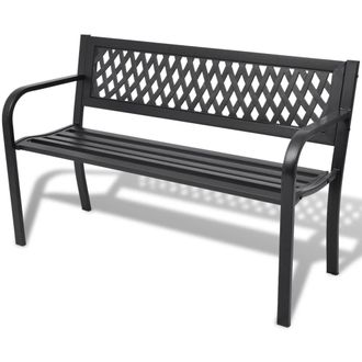 vidaXL Banco De Jard&iacute;n De Acero Negro 118 Cm Vidaxl