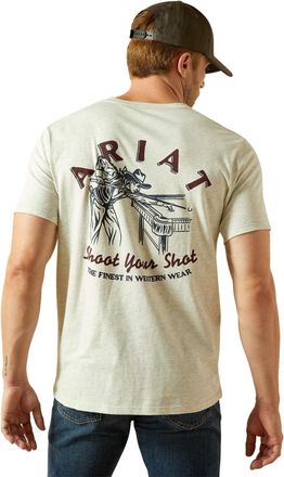 Ariat Mens Ariat Straight Shooter T-Shirt in Oatmeal Heather, Size 2X-Large