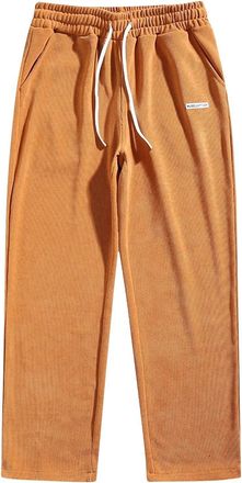 Generic Mens Corduroy Jogger Pants Loose Fit Straight Leg Elasticated Cuffed Yoga Pants Relax Fit Drawstring Gym Running Sweatpants Activewear Trousers Casual