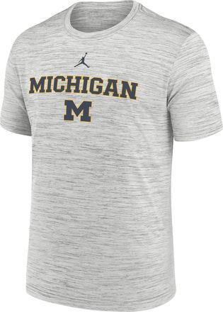 Nike Jordan Mens Michigan Sideline Velocity Jordan Brand Dri-FIT College T-Shirt in Grey | 0JER0BBMWN-7QM