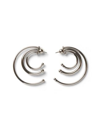 Panconesi Triple Hoop Rhodium-Plated Brass Earrings
