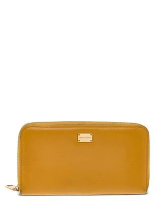 Dolce & Gabbana logo-plaque wallet - women - Fabric/Leather/Leather - One Size - Brown