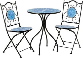 Wanderlust Deco Mesa y 2 sillas de metal y mosaico