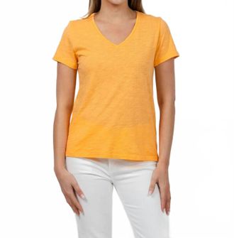 Elliott Lauren Short Sleeve V-Neck Tee In Creamsicle