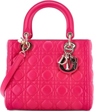 Dior Borsa a tracolla Lady Dior media in pelle di agnello trapuntata con motivo Cannage - Rosa