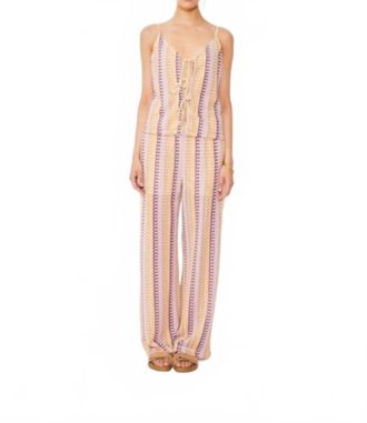 Suncoo Jungle Stripe Wide Leg Pants In Beige Multi