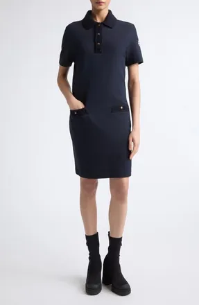 Moncler Cotton Piqu&eacute; Polo Minidress in Blue at Nordstrom, Size X-Large