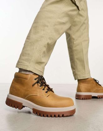 Timberland Scarponcini chukka premium in pelle pieno fiore color grano-Neutro