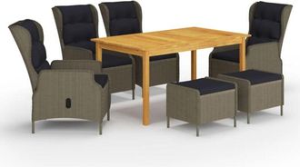 vidaXL Juego De Comedor Para Jard&iacute;n 7 Piezas Marr&oacute;n Vidaxl