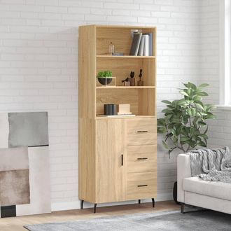vidaXL Vidaxl - Aparador Alto Madera Contrachapada Color Roble 69,5x34x180 Cm