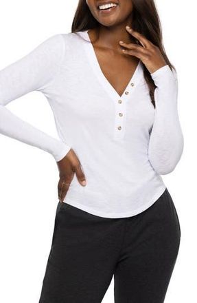 Travis Mathew Cloud Stretch Modal & Cotton Henley in White at Nordstrom Rack, Size X-Small