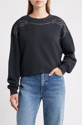 Rag & Bone Studded Vintage Terry Crop Sweatshirt in Black at Nordstrom Rack, Size Medium