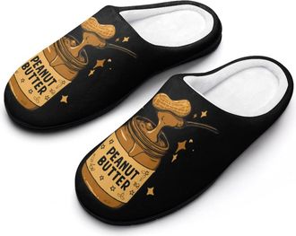 Generic Peanut Butter Food Jar Mens House Slippers Memory Foam Washable Cotton Slip on Home Shoes