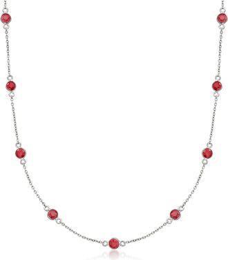 Ross-Simons Ruby Station Necklace in Sterling Silver