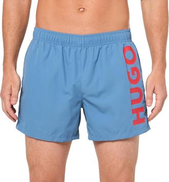 HUGO BOSS Hugo Mens ABAS Vertical Logo Swim Trunks, Acai Blue