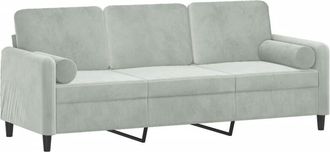 vidaXL Sof&aacute; De 3 Plazas Con Cojines Terciopelo Gris Claro 180 Cm Vidaxl