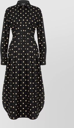 Moschino pleated polka dot dress with long sleeves