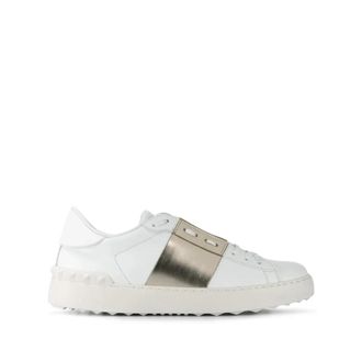 Valentino Garavani Sneakers, female, White, Size: 6 1/2 US Open Sneaker with Metallic Stripe