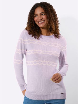 Casual Looks Rundhalspullover CASUAL LOOKS Pullover, Damen, Gr. 36, flieder, meliert, 50% Baumwolle, 50% Polyacryl, gemustert, mehrfarbig, Pullover Rundhalspullove