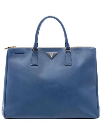 Prada 2010-2025 Extra Large Saffiano Lux Galleria Double Zip tote bag - Blue